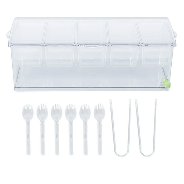VWMYQ Serveur à condiments, plateau, bar de service de fête glacée, panier réfrigéré, support de garniture de bar sur glace, distributeur, plateau à salade, plateau à compartiment avec couvercle VWMYQ Serveur à condiments, plateau, bar de service de fête glacée, panier réfrigéré, support de garniture de bar sur glace, distributeur, plateau à salade, plateau à compartiment avec couvercle