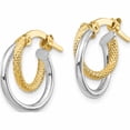 thumbnail image 2 of 14K Two-Tone Polished Diamond-Cut Hinged Hoop Earrings (15.7 X 13.2) Made In Peru tf1099tt, 2 of 5