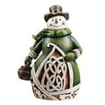 thumbnail image 2 of Celtic Charm Carved Woodcut-Style Irish Snowman Christmas Figure, 2 of 2
