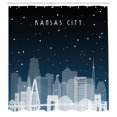 thumbnail image 2 of Ambesonne Kansas City Shower Curtain, Buildings Bridge Art, 69"Wx75"L, Charcoal Grey and White, 2 of 4