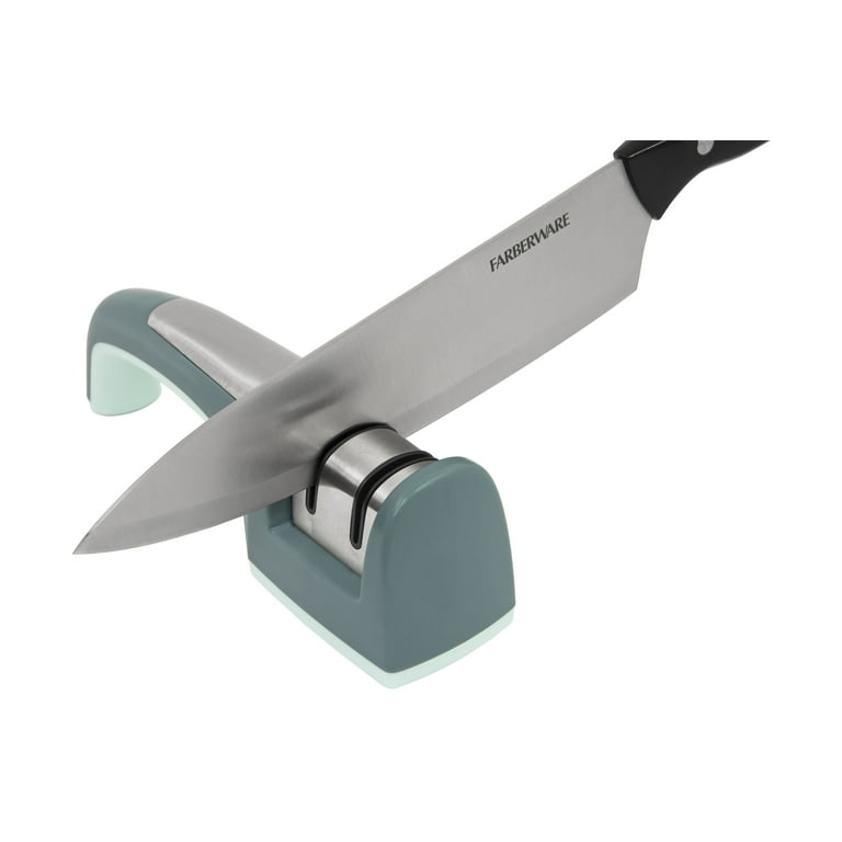 Farberware Edgekeeper 2 Stage Handheld Kitchen Knife Sharpener in Teal 