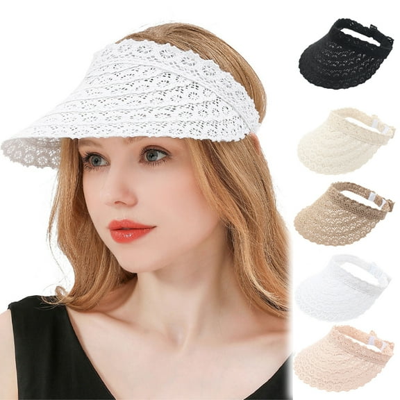 Cheers.US Sun Visor Hat Women, Lace Big Brim Adjustable Summer Beach Hats Wide Brim Outdoor Camping Hiking
