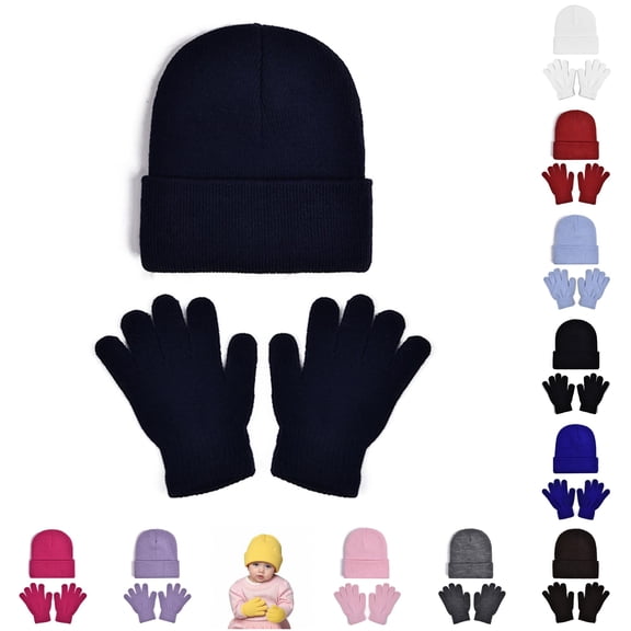 TBWNWG Soft Kids Winter Hat With Mittens for Boys Girls Toddler Youth Cold Weather Lined Cap,Size 2-8 Years