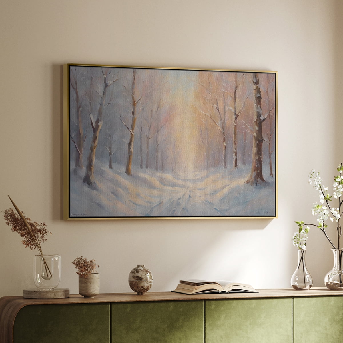 Vintage Landscape-CXCI By Wexford Home Framed in Gold Wood Gallery Wrapped Canvas 27 in. x 41 in.