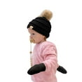 thumbnail image 5 of C.C Babies' Winter Cable Knit Beanie and Fuzzy Lined Mitten Set, Faux Fur Pom Black, 5 of 5