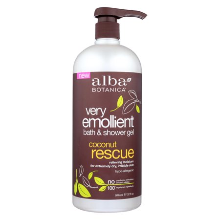 Emollient Shower - Alba Botanica - Very Emollient Bath And Shower Gel - Coconut Rescue - 32 Fl Oz