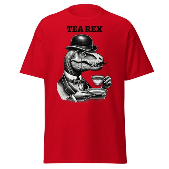 Wraptap Graphic Tees for Men and Women – Funny Tea Rex Graphic T-Shirt, Cool and Stylish Dinosaur-Themed Tees (Red, S)