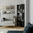 thumbnail image 5 of Nordik 71.5" Extra Tall Corner Bookshelf with Storage, Bookcase for Living Room, Black, 5 of 12