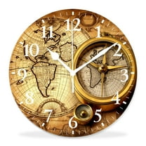 12 Inch Wall Clock Battery Operated Silent Clock Decorative for Office, Kitchen, Outdoor, Living Room，Accurate Map Graceful