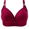 thumbnail image 2 of Bralette for Women JIANLAI Supportive Wireless Push Up Bra Full Coverage No Underwire Seamless Plus Size for Older Women Red, 2 of 4