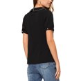 thumbnail image 3 of MODA NOVA Juniors' 2023 Peter Pan Collar Contrast Trim Puff Short Sleeve Summer Blouse Tops Black XS, 3 of 6