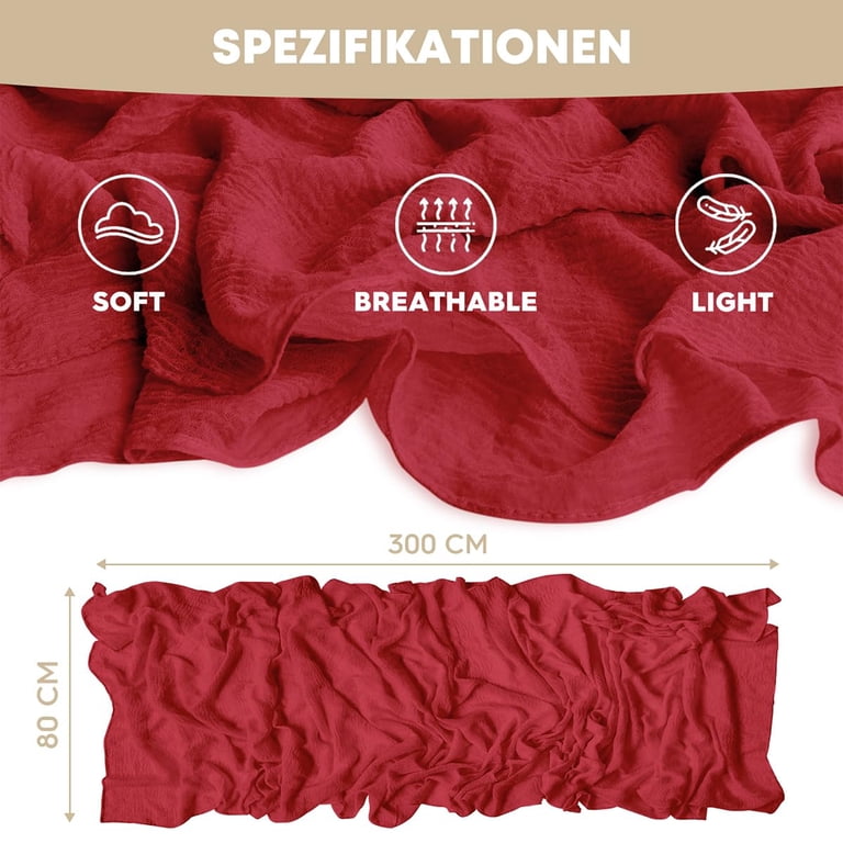 Sm:)e Red Cheesecloth Table Runner, 120 Inch photo 5