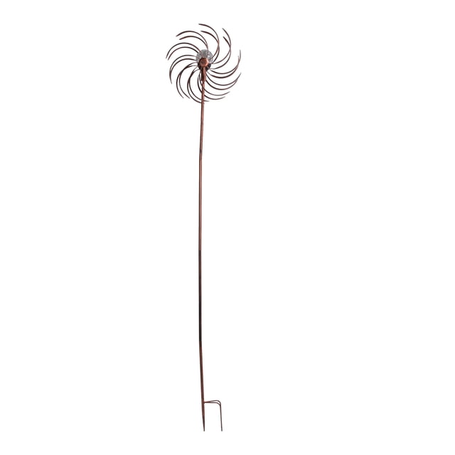 Molino de viento LED para jardín de doble cara con estaca de metal giratoria de 360°, molino de viento solar para patio