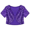 thumbnail image 6 of vastwit Womens Shiny Sequin Open Front Cardigan Short Sleeve Bolero Jacket Shrug Tops Purple One Size, 6 of 6