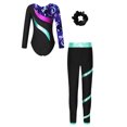 thumbnail image 2 of inlzdz Sparkle Ballet Leotards for Girls Gymnastics Outfits with Athletic Leggings Set Dancewear Blue Green 6, 2 of 7