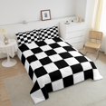 thumbnail image 4 of Erosebridal Checkered Gingham Bedding Comforter Set, Rectangle Geometry Comforter Sets , Teens Reversible Down Comforter, Breathable Bedroom Decorative, 2pcs, 4 of 8