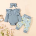 thumbnail image 2 of Toddler Baby Girl Sets 2 Piece Outfits Toddler Kids Girls Ruffle Cotton Clothes Flowers Print Outfit Bow Three-piece For Every Holiday Legging Set 2, 2 of 9