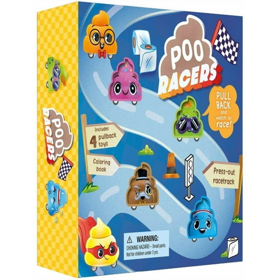Poo Racers: With 4 Pullback Toys & a Coloring Book, (Paperback)