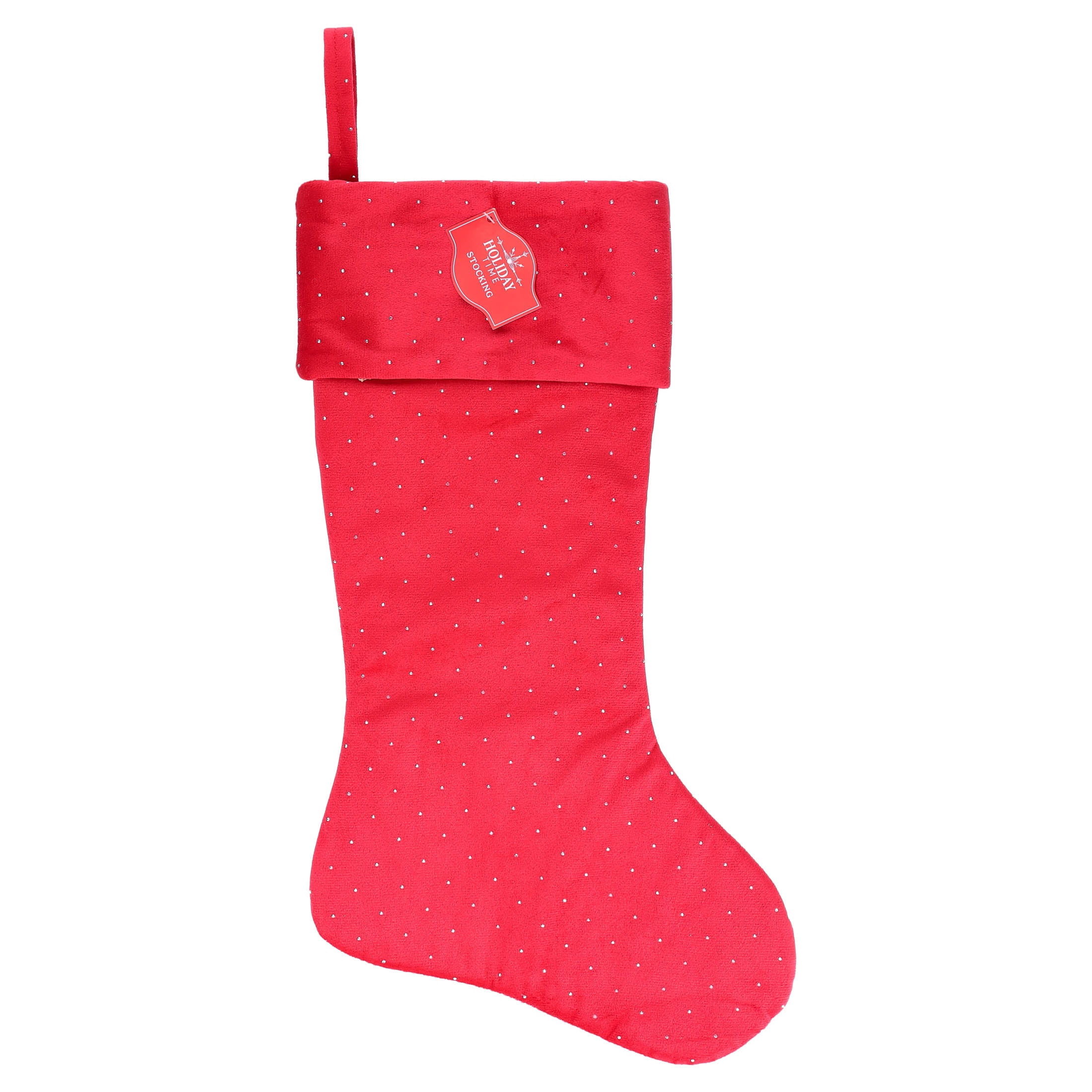 Velvet Christmas Stocking with Rhinestones, Red, 18", by Holiday Time