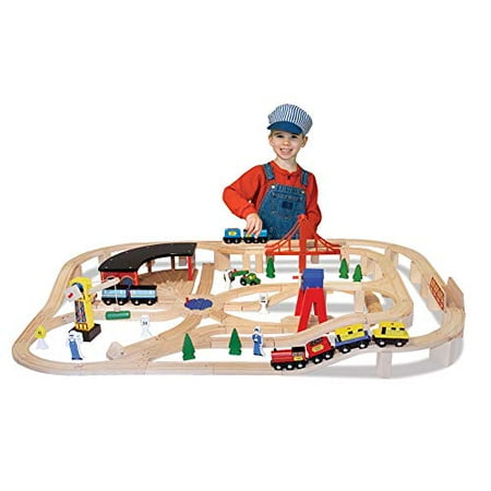 Melissa & Doug Wooden Railway Set  130 Pieces (E-Commerce Packaging  Great Gift for Girls and Boys - Best for 3  4  5 Year Olds and Up)