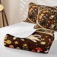 thumbnail image 4 of Homewish Bohemian Pet Cats Quilt King,Cute Floral King Coverlet Set,Brown Cream,3-Piece, 4 of 7