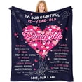 thumbnail image 2 of Birthday Gifts for 15 Year Old Girl, Quinceanera Gifts for Daughter, 15 Year Old Girl Birthday Gift Ideas, Best Gifts for 15 Yr Old Daughter, 15th Birthday Gift for Teen Girls Throw Blanket 60" x 50", 2 of 6