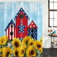 thumbnail image 3 of Shower Curtain Bathroom Set Farm Yellow Sunflower Leaves Waterproof Fabric Shower Curtains with Grommets&Hooks, Farmhouse Barn Stars Privacy Bath Curtain for Bathtub 72x72in, 3 of 9
