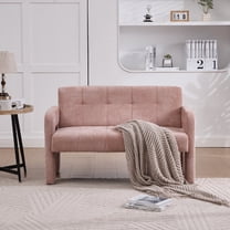 Modern Loveseat Sofa, Chenille Upholstered Sofa Leisure Loveseat Couches Comfortable Seating with Dual Armrests, Double Armchair Small Love Seat Couches for Living Room, Apartment, Office, Pink