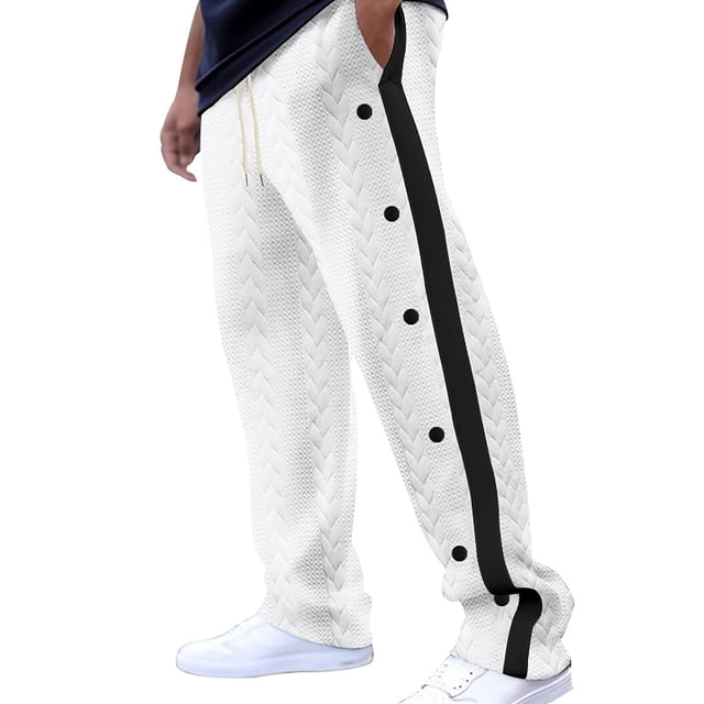 RXIRUCGD Pantalon Grand à Boutons pour Hommes, Blanc, Taille : 2TG