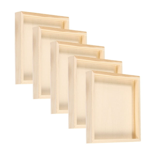 TEHAUX 5Pcs Wooden Nested Serving Trays Square Shape Puzzle Toy Trays for Building Blocks Storage Organization Khaki