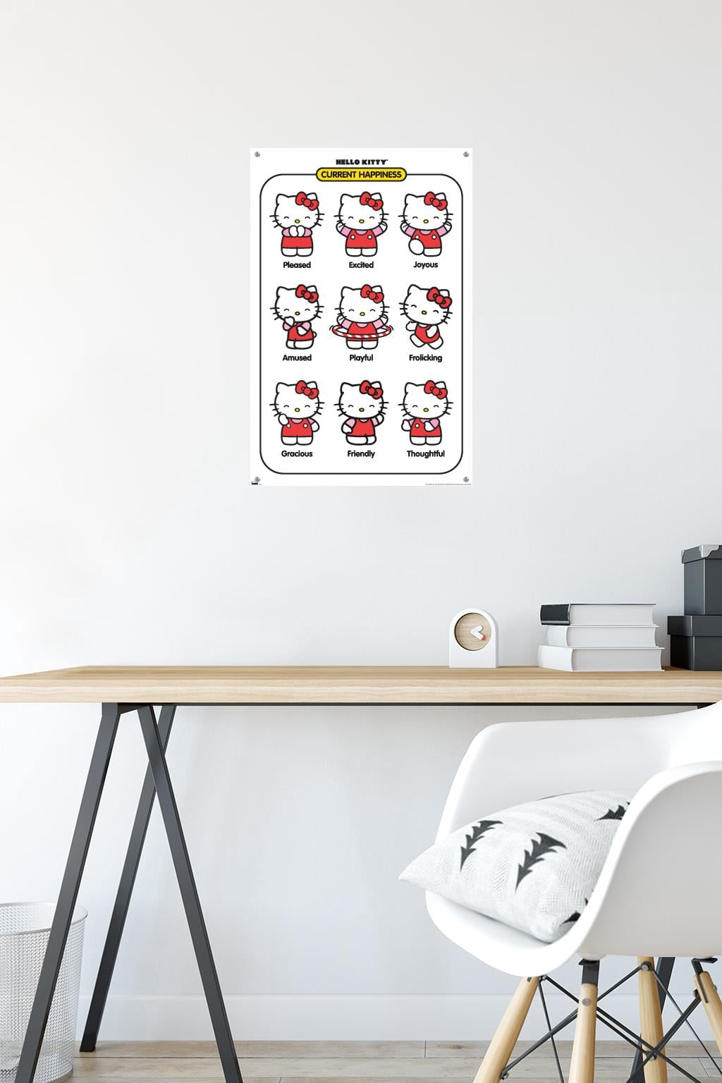 Hello Kitty - Current Happiness Wall Poster with Push Pins, 14.725" x 22.375"
