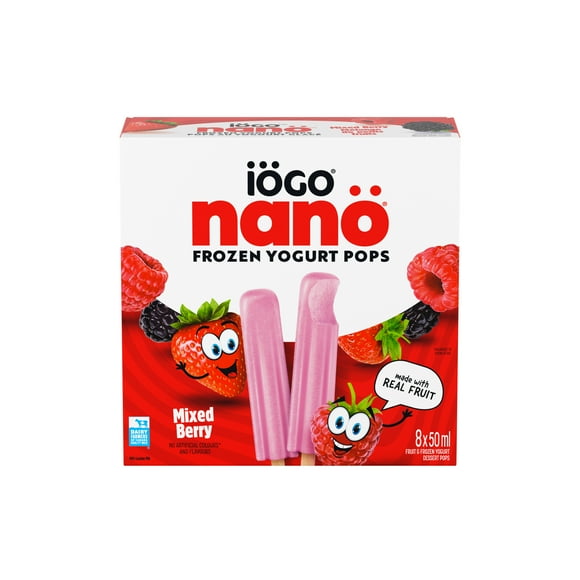 Nano Frozen Yogurt Pops, Mixed Berry, Real Fruit And Dairy, 45 Calories Per Pop, Individually Wrapped, No Artificial Flavours Or Colours, COR Kosher Certified, 400 mL