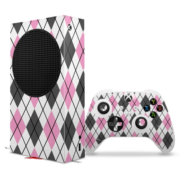 WraptorSkinz Skin Wrap compatible with the 2020 XBOX Series S Console and Controller Argyle Pink and Gray (XBOX NOT INCLUDED)