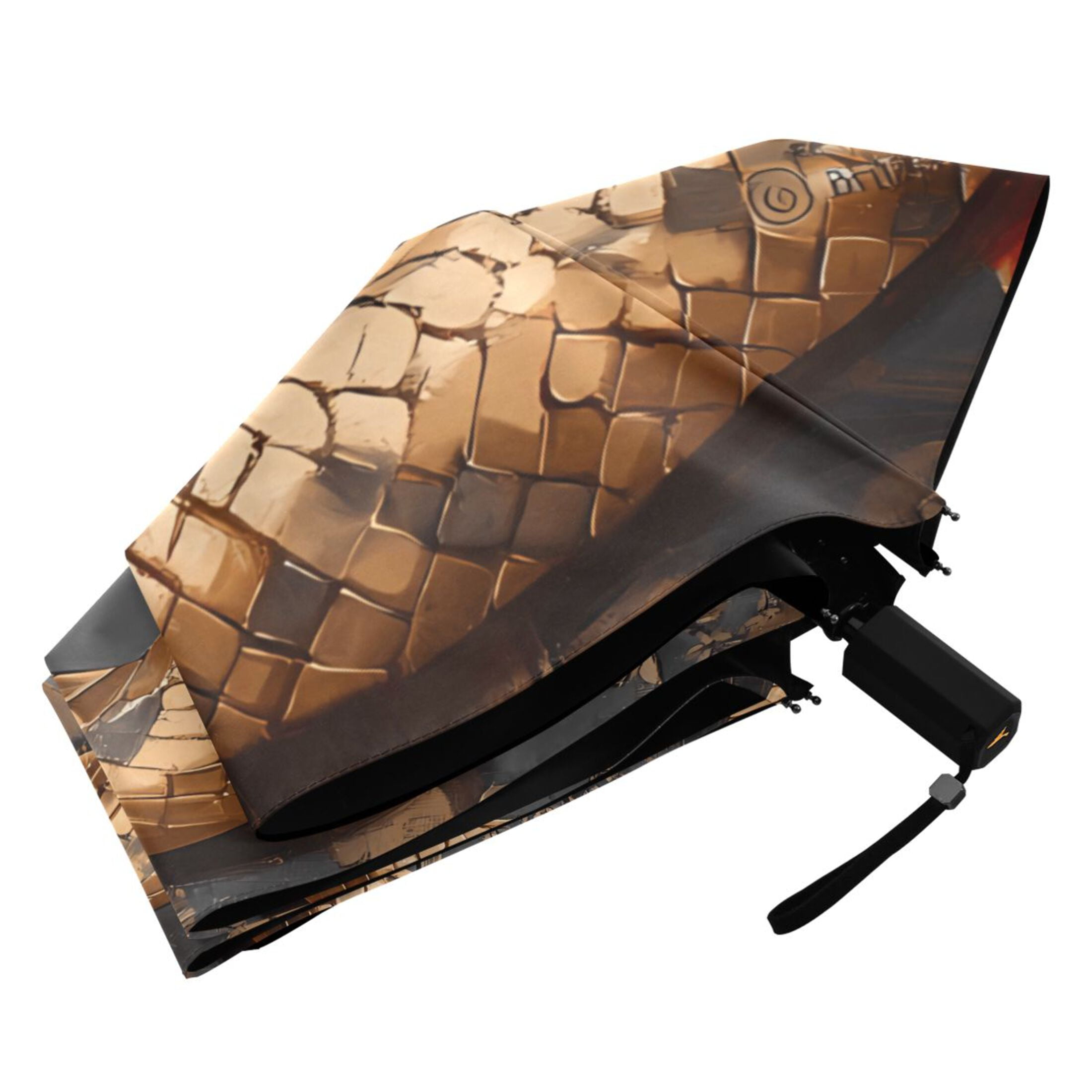 Golden Snake and Rose Compact Sun Umbrella Windproof Travel Umbrellas for Rain Strong Portable UV Protection