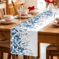thumbnail image 5 of Blue Leaves Table Runner - 108 Inch Long Summer Botanical Cotton and Linen Blended Dress Scarves Farmhouse Table Runner for Kitchen Dining, Coffee Table, 13" x 108", 5 of 8