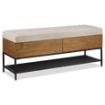 thumbnail image 1 of Bouclair Taupe Fabric Wood and Metal Storage Bench with Shoe Rack, 1 of 10