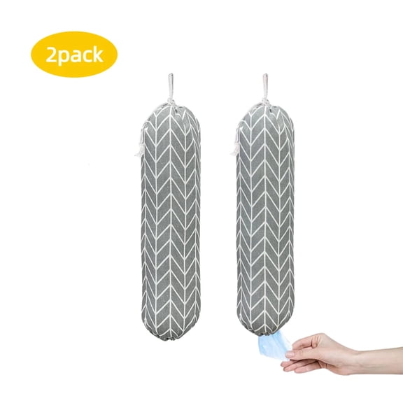 RYLZX 2pcs Wall Mount Plastic Grocery Bag Organizer/Holder,Washable Shopping Bags Carrier,Storage Dispenser for Home Kitchen Travelling, Free Adjustment with Drawstring, Gray,Large, 22x9"