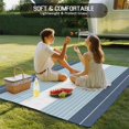 thumbnail image 4 of Haze Blue Aqua Stripe Outdoor Rug 4x6 Ft - Reversible Patio Rug Outdoor Camping Rugs, Modern Art Horizontal Striped Washable Indoor Outdoor Area Rugs, Non-Slip Outdoor Carpet Runner for Deck/Porch, 4 of 8