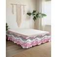 thumbnail image 2 of Pink Gray Ombre Wrap Around Bed Skirts for Queen Bed 18" Drop,Bed Skirt with Adjustable Elastic Belt Dust Ruffle Bed Valance for Bedroom Hotel Geometric Modern Abstract Moire Art Bed Frame Cover, 2 of 7