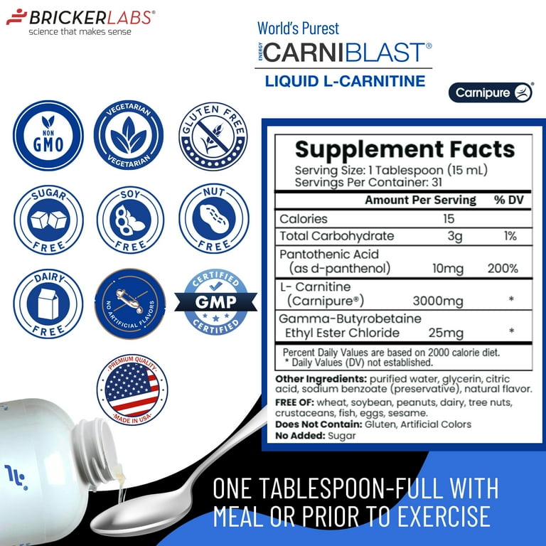 Bricker Labs Carniblast Liquid L-Carnitine 3000mg plus GBB