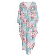 thumbnail image 4 of Xoenoiee Cherry Blossom Marble Print Women Kaftan Moo Moos Dresses Batwing Sleeve V Neck Beach Swimsuit Cover Up High-Slit Caftan Maxi Dress Loungewear, 4 of 7