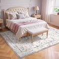 thumbnail image 2 of Lahome Decor 8'x10' Floral Living Room Rugs,8x10ft Boho Area Rug for Bedroom Machine Washable Rug- Non-Slip Soft Indoor Carpet, Stain Resistant Low Pile for Farmhouse,Dining Room,Office,Purple, 2 of 9