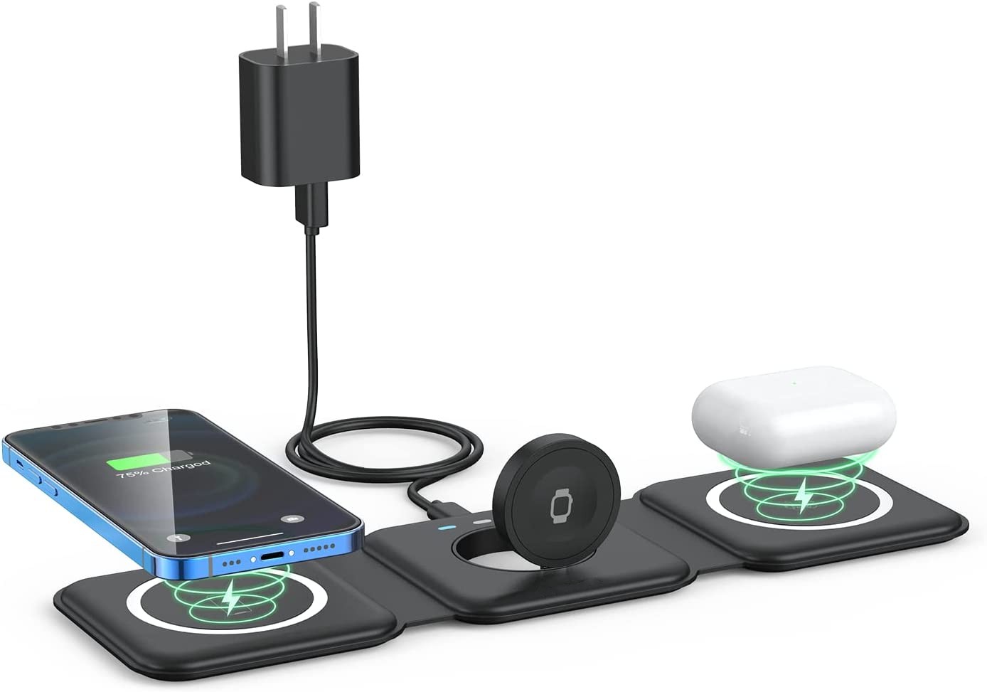 Wireless Charger Fitfort 3 In 1 Fast Wireless Foldable Magnetic Travel 