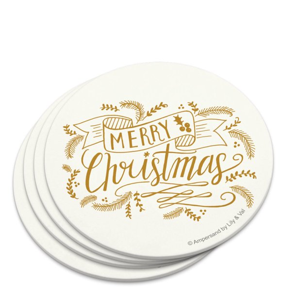 Merry Christmas Novelty Coaster Set