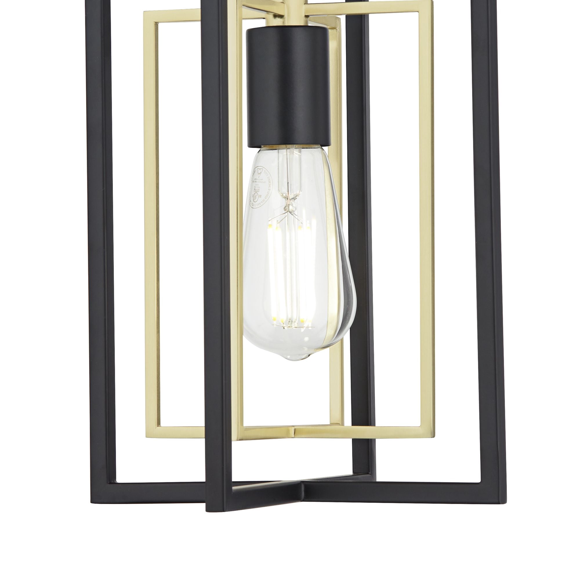 Possini Euro Design Nima Black Gold Mini Pendant Light 8" Wide Modern Open Rectangle Metal Fixture for Dining Room Kitchen Island