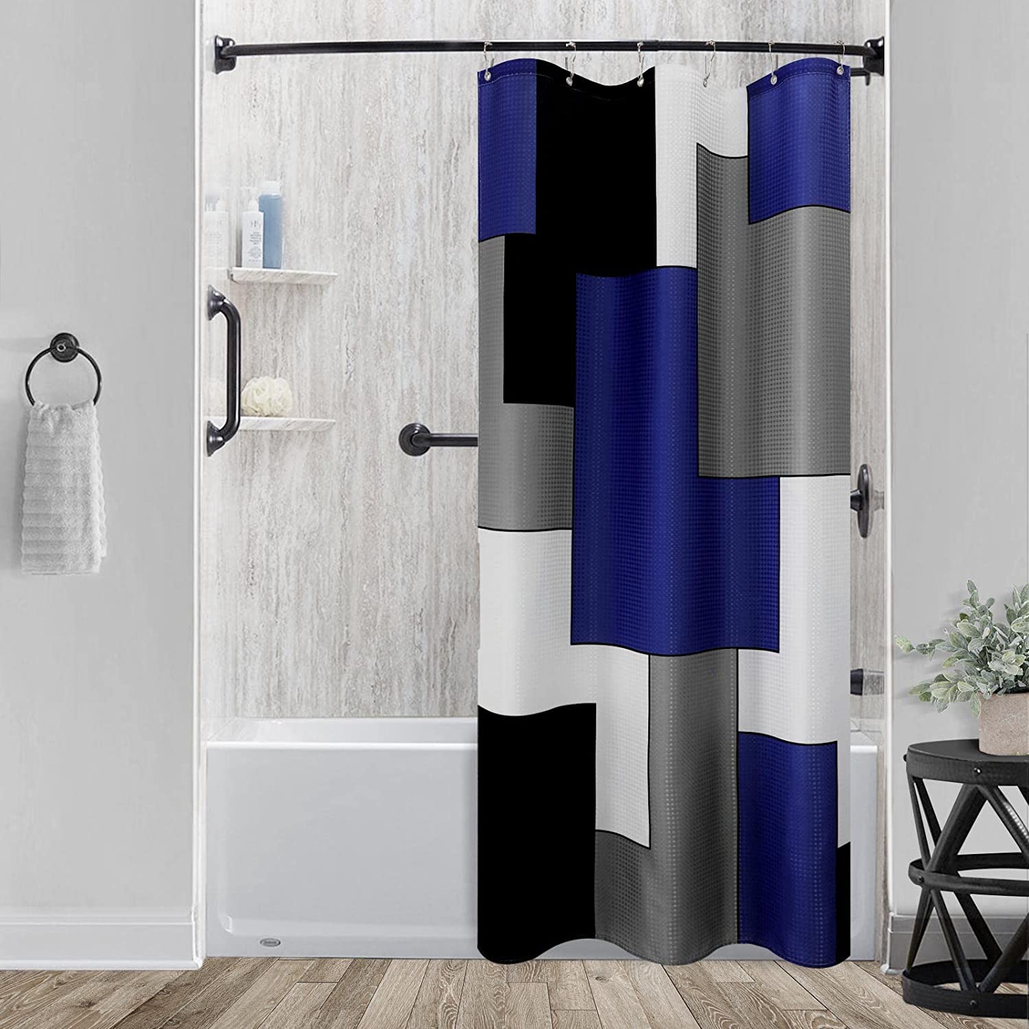 Small Stall Shower Curtain Shower Curtain 36W x 72L, Navy Blue Half Size Shower Curtain Liner
