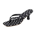 thumbnail image 3 of Domuza Women's Polka Dot Print Heeled Flip Flops, Square Toe Slip-On Mule Sandals, Summer Casual Fashion Kitten Heels for Daily Wear Black 8（EU-40）, 3 of 4