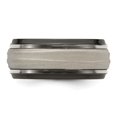 thumbnail image 4 of Diamond2Deal Black Ti and Titanium /Argenteum Silver Inlay Lasered 10mm Men's Band Size 13.5, 4 of 6