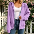 thumbnail image 6 of cocolona Womens Zip Up Hoodie Fall Winter Long Sleeve Oversized Hooded Sweatshirt Trendy Solid Color Jackets Tops with Pockets, 6 of 7