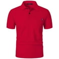 thumbnail image 3 of DDAPJ pyju Men's Short Sleeve Polos Shirts Wrinkle Free Business Casual Solid Collared T Shirt Slim Fit Stretch Golf Shirts with Pocket Sales of The Day Red XXXL, 3 of 6